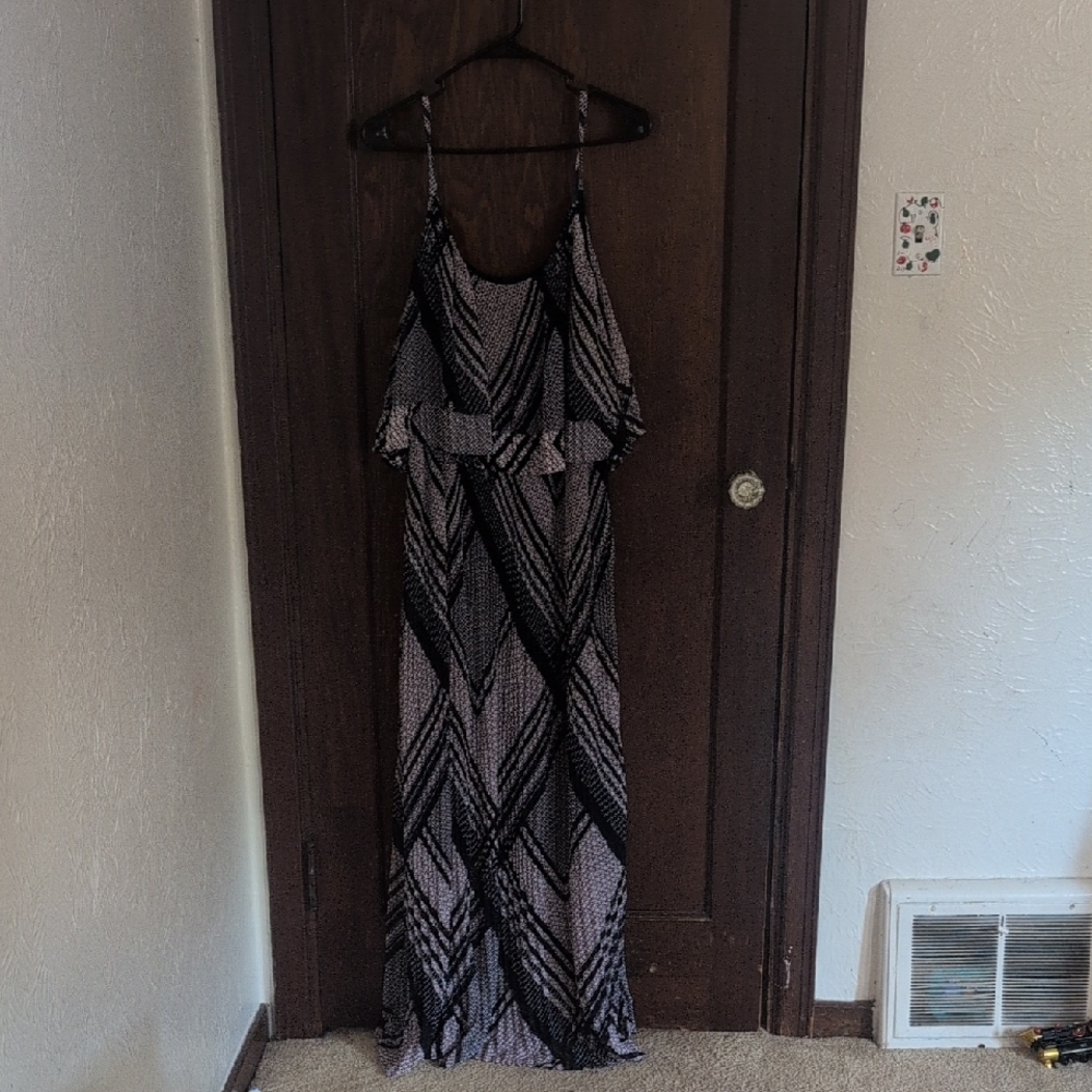 Lane Bryant Black and Light Pink Geometric Maxi Dress